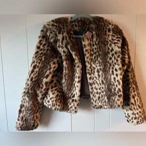 Trouvé Leopard Faux Fur Jacket, Size Medium